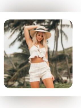 Albion Fit High Seas High-Waist Striped Linen-Blend Shorts in Cream